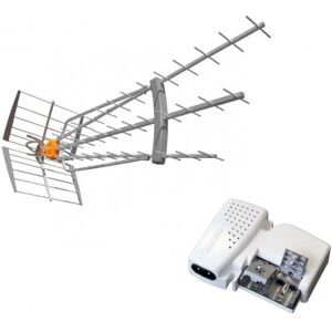 Pack Antenne DAT HD BOSS LR LTE700 (C.21 - C.48) Gain 47dBi TNT UHF + Alimentation 24V