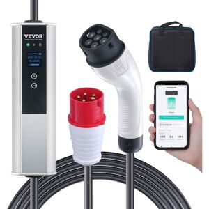 Vevor - Chargeur ev Portable Type 2 IEC6219 Chargeur Voiture Electrique 16 a 3,68 kW Monophase 11 kW Triphase Cable de Charge 7,5 m Prise cee 16 lcd IP66 avec Sac de Rangement Crochet de Cable de Charge - Publicité