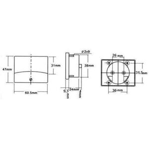 Velleman - voltmetre analogique de tableau 300V ca / 60 x 47mm  RI3738