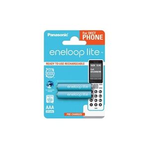 Panasonic de Eneloop BK bk-4lcce/ft-2de Lite Ready To Use Ni-MH AAA Micro, Lot de 2, 550 mAh, Batterie, 3000 Cycles Bleu clair - Publicité