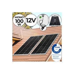 No-name Panneau Solaire Monocristallin - Photovoltaïque, Silicium, 100 W, Câble avec Connecteur MC4, 12 V - Module Solaire pour Camping-Car, Caravane, - Publicité