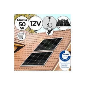 Jago Panneau Solaire Monocristallin - Photovoltaïque, Silicium, 50/100/130/150/165 W, Câble avec Connecteur MC4, 12 V, Set au Choix - Module Solaire pour - Publicité