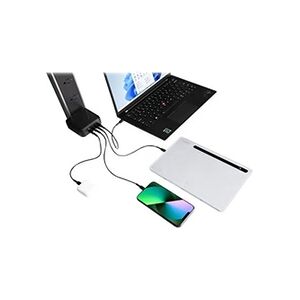 Targus - Adaptateur secteur - GaN - 100 Watt - PD - 4 connecteurs de sortie (2 x USB-C, 2 x USB de type A à 9 broches) - noir - Publicité