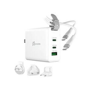 GENERIQUE j5create - Adaptateur secteur - 3-port, GaN, with changeable AC plugs and USB-C cable - 65 Watt - 1.5 A - Apple Fast Charge, Fast Charge, PD 3.0, QC - Publicité