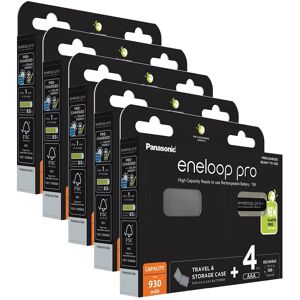 Panasonic Lot de 5 Eneloops Pro 4 Piles Rechargeables NiMh AAA/HR03 930mAh + Boîte - Publicité