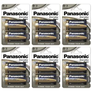 Panasonic Lot de 6 Packs 2 Piles Alcalines Everyday Power SILVER Batterie LR20 / D 1,5V - Publicité