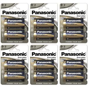 Panasonic Lot de 6 Packs 2 Piles Alcalines Everyday Power SILVER Batterie LR20 / D 1,5V - Publicité