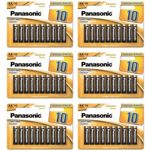 Panasonic Lot de 6 Packs 10 Piles Alcaline POWER BRONZE AA LR6 1,5V - Publicité