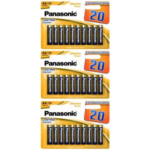 Panasonic Lot de 3 Packs 20 Piles Alcaline POWER BRONZE AA LR6 1,5V - Publicité