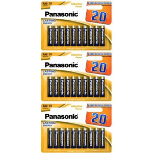 Panasonic Lot de 3 Packs 20 Piles Alcaline POWER BRONZE AA LR6 1,5V - Publicité