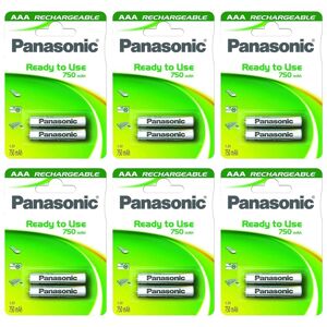 Panasonic Lot de 6 1x2s Panasonic NiMH Micro AAA 750 mAh Ready to use - Publicité