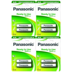 Panasonic Lot de 4 Blisters de 2 Piles Rechargeable NiMH Mignon AA 1900 mAh Ready to use - Publicité