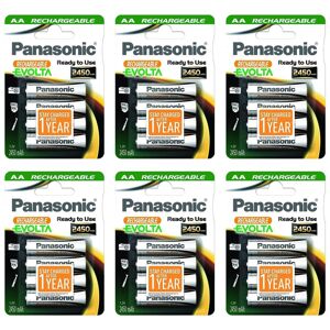 Panasonic Lot de 6 Blisters de 4 piles Rechargeable Evolta AA (Mignon)/HR6 2450 mAh 1,2V - Publicité