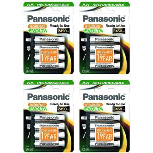 Panasonic Lot de 4 Blisters de 4 piles Rechargeable Evolta AA (Mignon)/HR6 2450 mAh 1,2V - Publicité