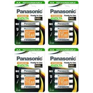 Panasonic Lot de 4 Blisters de 4 piles Rechargeable Evolta AA (Mignon)/HR6 2450 mAh 1,2V - Publicité