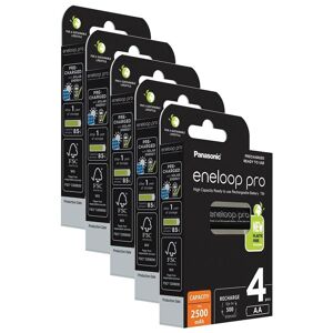 Panasonic Lot de 5 Eneloops Pro Pack 4 Piles Rechargeables Mignon 2500mAh AA Ni-MH 1,2V - Publicité