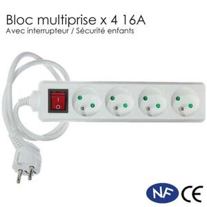 Bloc multiprises x 4 avec interrupteur