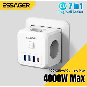 – multiprise ue avec 3 prises secteur, 3 Ports de charge USB, 1 adaptateur de Type C 5V 2,4 a, chargeur mural 7 en 1