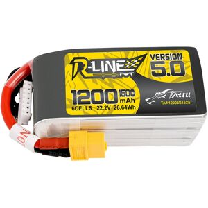 Batterie LiPo TATTU R-Line Version 5.0 22.2V 1200mAh 150C 6S avec prise XT60 pour Drone RC