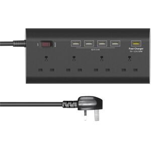 ELE YA-40WS-4BK5U Multiprise adaptateur 4 prises secteur UK avec 4 ports USB pour chargement