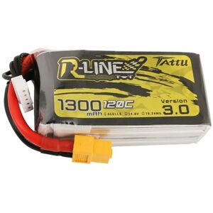 Batterie LiPo TATTU R-LINE V3.0 4S 14.8V 1300mAh 120C avec prise XT60 pour drone Wizard X220S de 5 pouces RC Drone FPV R