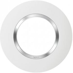 Plaque de finition ronde dooxie 1 poste finition blanc mat avec bague effet chrome legrand 600973