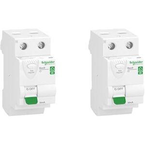 Schneider Electric R9ERC225 Resi9 XE interrupteur différentiel 2P 25A 30mA Type AC embrochable Int Diff XE 2P 25A 30mA AC (Lot de 2) - Publicité