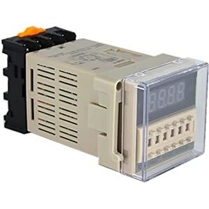 MKNAZ Interrupteurs électromagnétiques DH48S-S Relais temporisé 0.1S-99H Digital AC 110/220V DC 12/24V Cycle de répétition SPDT Programmable Timer Switch avec Socket Base Din Rail Pièces détachées (Size : - Publicité