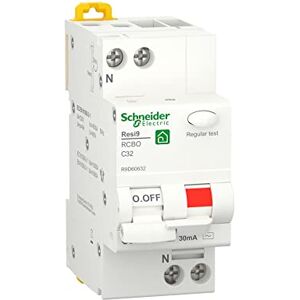 Schneider Electric R9D60632 Interrupteurs magnéto-thermiques différentiels, RCBO, Resi9, 1P+N, Courbe C, 32A, 30MA - Publicité