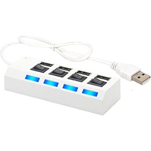 Tebinzi Répartiteur USB 2.0 4 ports avec indicateur LED individuel et interrupteur Plug and Play Petite prise pour PC, clé USB, etc - Publicité