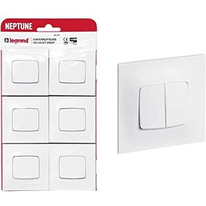 Legrand Lot de 6 interrupteurs ou va-et-vient Neptune Blanc & Double interrupteur ou va-et-vient Neptune 10A Blanc - Publicité