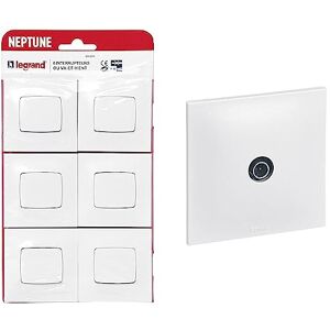 Legrand Lot de 6 interrupteurs ou va-et-vient Neptune Blanc & Prise TV simple Neptune Blanc - Publicité