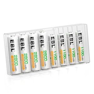 Ebl lcd chargeur de piles rapide- avec 4pcs aa 2800mah et 4pcs aaa