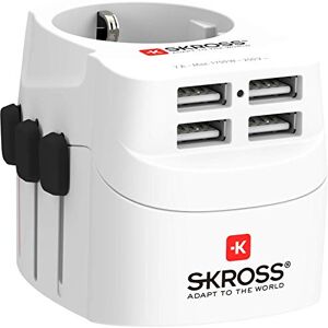 SKROSS 1.302461   Pro Light USB (4xA), Adaptateur de Voyage Universel 2 et 3 pôles avec 4 Ports USB de 4,8 A. Tension et Puissance : 100V – 700W/250V – 1750W. Convient pour PC et sèche-Cheveux - Publicité