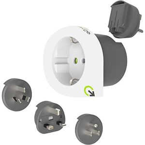 Q2 Power QPLUX Europe 3in1   Europe (SCHUKO) to AUS, UK, US   Adaptateur de Voyage Universel avec Prise de Terre   Protection Antichoc Kid Safe   Tension et Puissance Max.100V-1600W / 250V-4000W - Publicité