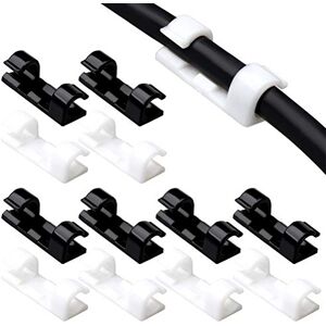 THETAG 40 Pcs Clips Câbles Adhésives, Yuanzi Clips Attache Câbles Autocollant pour Rangement Supprot Fils Electriques pour TV/Chargeur/Voiture/Bureau - Publicité