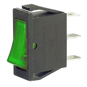 ELCART Interrupteur unipolaire SPST unipolaire ON-OFF avec bouton lumineux vert et bornes faston 6,35 mm, trou de montage 29,5 x 10,5 mm, 250 V 16 A - Publicité