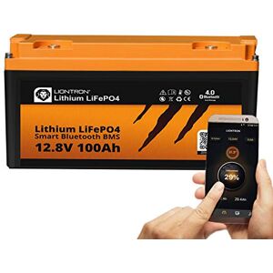 LIONTRON LiFePO4 12,8 V 100 Ah LX; 1280 Wh; > 3000 Cycles à 90% de Profondeur de décharge (DOD) avec BMS et Surveillance Bluetooth ; pour Camping-Car ou Bateau 344 x 172 x 202 mm LISMART12100LX - Publicité