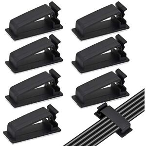 Dokpav 50PCS Noir Clips Câbles Adhésifs, Rangement de Câbles, Gestion de Câble pour Organiseur de Fils Electriques pour câbles Ethernet TV, Chargeur, Voiture, PC, Bureau, Maison, Cordon Électrique - Publicité