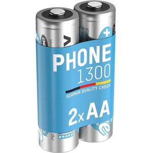 Ansmann Piles AA 1300 mAh NiMH 1,2 V Rechargeables (Lot de 2) – Piles Rechargeables pour téléphone sans Fil, babyphone, Talkie-walkie, etc. – Accumulateurs AA livrés pré-chargés - Publicité