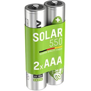 Ansmann Piles solaires Rechargeables Micro AAA 550 mAh 1,2V (Lot de 2) – Piles Rechargeables pour Lampes solaires, décorations de Jardin, etc. – Piles HR03 à Faible autodécharge et sans Effet mémoire - Publicité