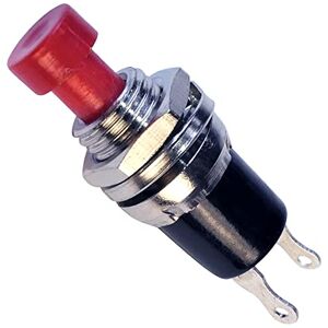 AERZETIX – C10605 Interrupteur/commutateur SPST-NO 1A/250VAC à bouton poussoir rond Ø9.2x28.5 mm OFF-(ON) 1 position stable couleur noir/rouge métal-plastique - Publicité