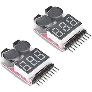 ARCELI RC 1-8s Lipo Testeur de Batterie Moniteur Sonnerie Basse Tension Alarme Vérificateur de Tension avec Indicateur LED pour Lipo Life LiMn Batterie Li-ION (2PCS) - Publicité