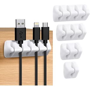 URAQT Clips Câble Organisateur Bureau, 5PCS Cable Clips Support de Câble, Ensemble d'Organisateur de Câbles de Gestion de Câbles Polyvalent pour Bureau, Câble d'Alimentation, Câble de Chargement USB - Publicité