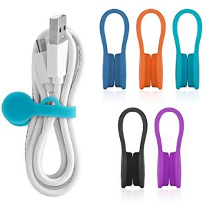 ASTER Lot de 5 serre-câbles magnétiques réutilisables Aimants puissants En silicone Pour câble/câble USB 7 cm - Publicité