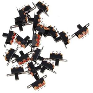 Banziaju Interrupteur de diapositive SPDT, 20pcs 2 Position 3pin SPDT Micro Miniature PCB Interrupteur à bascule de verrouillage pour l'alimentation du bricolage (noir) Interrupteur de diapositive - Publicité