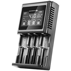 everActive Chargeur pour 4 Batteries 18650 AAA AA C D, Professionnel et Rapide, Grand écran LCD, Test de capacité, modèle UC-4000 - Publicité