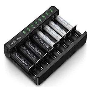 POWEROWL 8 Slots Chargeurs de Piles Rechargeable Chargeur Piles pour Ni-MH Ni-CD AA AAA C D Charge (Charger+4AA+4AAA) - Publicité