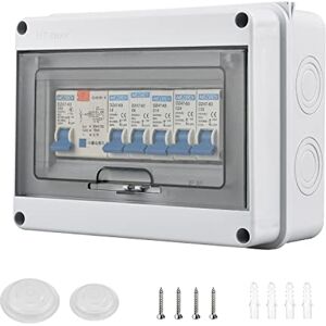 Bqweun Coffret Electrique Etanche IP65, avec Interrupteur Pneumatique 5 Voies 2x6A+1x10A+1x20A+1x32A, Tableaux à Disjoncteurs Electriques 63A, pour Une Utilisation Intérieure et Extérieure - Publicité