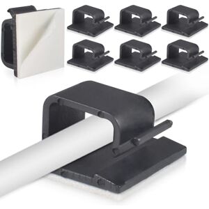 Funmo Clips Câbles, Adhésifs Clips Câble, Clips Rangement de Câble, Attache Câble Auto Collant, Gestion de Câble pour Organiseur de Fils Electriques TV, Chargeur, PC, Bureau, Maison, 100Pcs(Noir) - Publicité